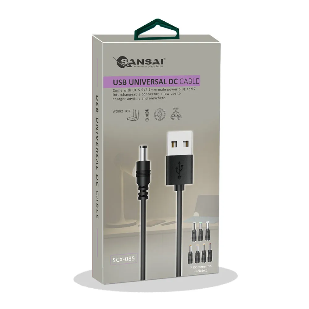 Sansai 1m USB-A to 7-in-1 DC Connector Cable Adapter