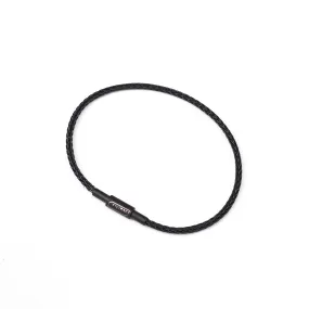 Silipac Braided Cable Key Ring Anodized Black Lock - Durable Keychain Loop for Keys, Luggage Tags, Crafts