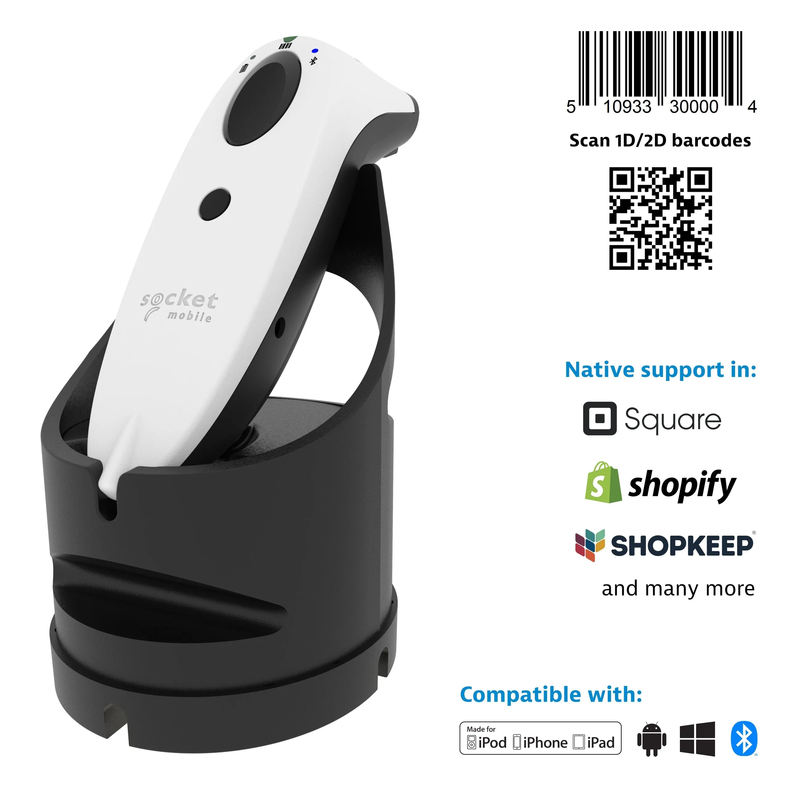 Socket Mobile SocketScan S720 Bluetooth 2D Barcode Scanner