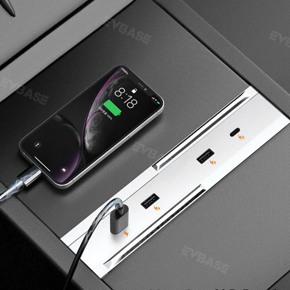 Tesla Model 3 Highland USB Hub Adpter Docking Station 4-Port 65W Center Console Fast Charger