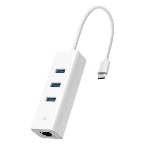 TP-Link 3 Port USB-A 3.0 Hub and Gigabit Ethernet Adapter with USB Type-C Interface, with 5Gbps USB 3.0 Transfer Speed / 1Gbps Ethernet Network Bandwidth Plug and Play for PC Desktop Computer Networking | UE330C