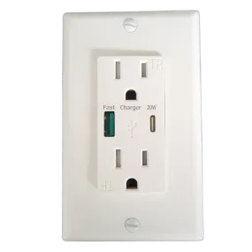 USB C Outlet Fast Charger 4.8A Duplex Receptacle 15A 125V Tamper Resistant