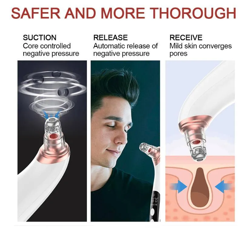 USB Electric Vacuum Suction Blackhead Remover With LED Display For Deep Pore Cleansing