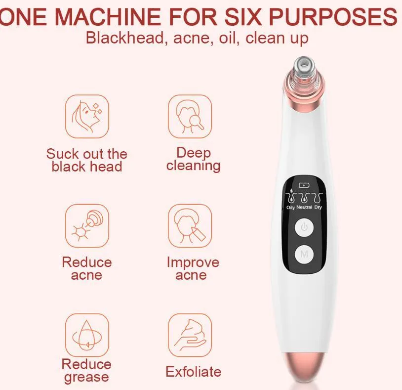 USB Electric Vacuum Suction Blackhead Remover With LED Display For Deep Pore Cleansing
