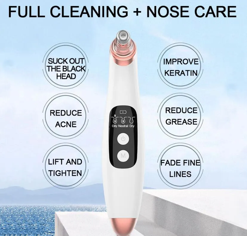 USB Electric Vacuum Suction Blackhead Remover With LED Display For Deep Pore Cleansing