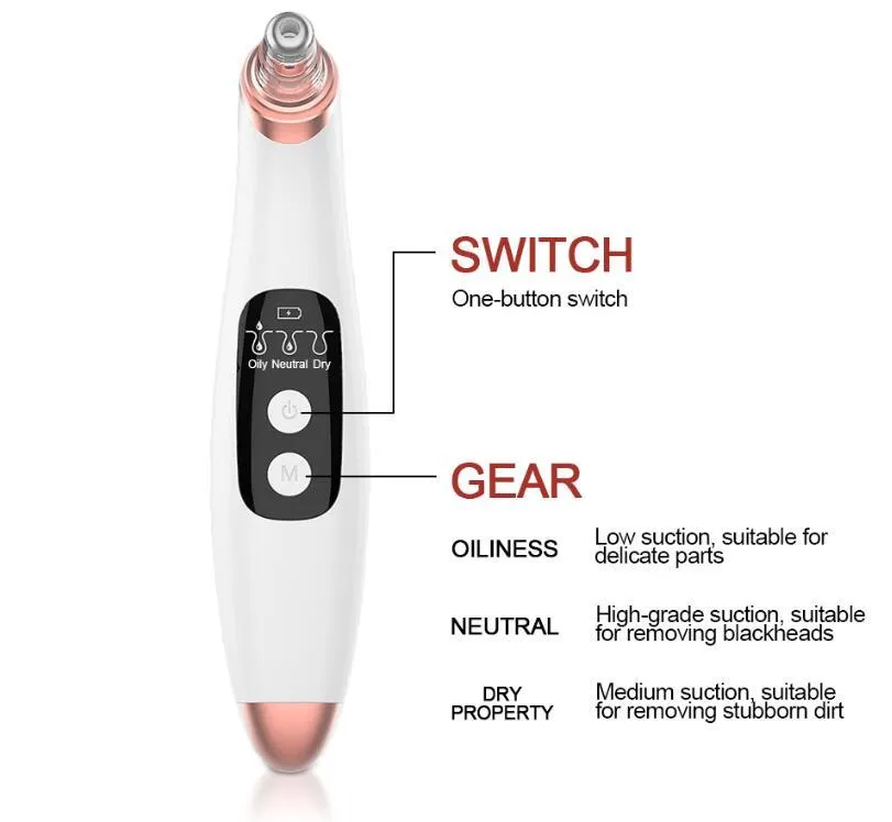 USB Electric Vacuum Suction Blackhead Remover With LED Display For Deep Pore Cleansing