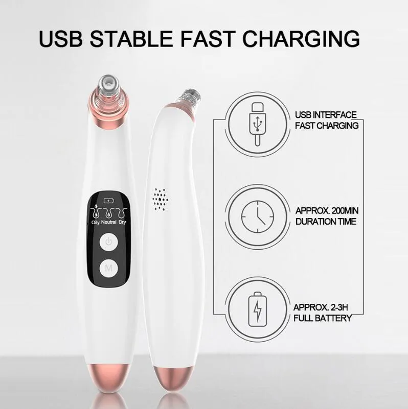 USB Electric Vacuum Suction Blackhead Remover With LED Display For Deep Pore Cleansing