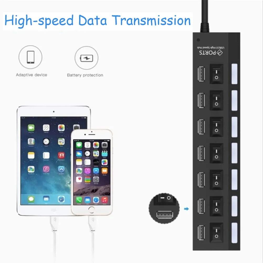 Usb Hub 3.0 Splitter,7 Port Usb Data Hub