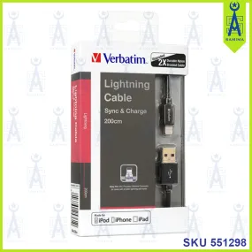 VERBATIM IPHONE LIGHTNING CABLE 200CM 65361