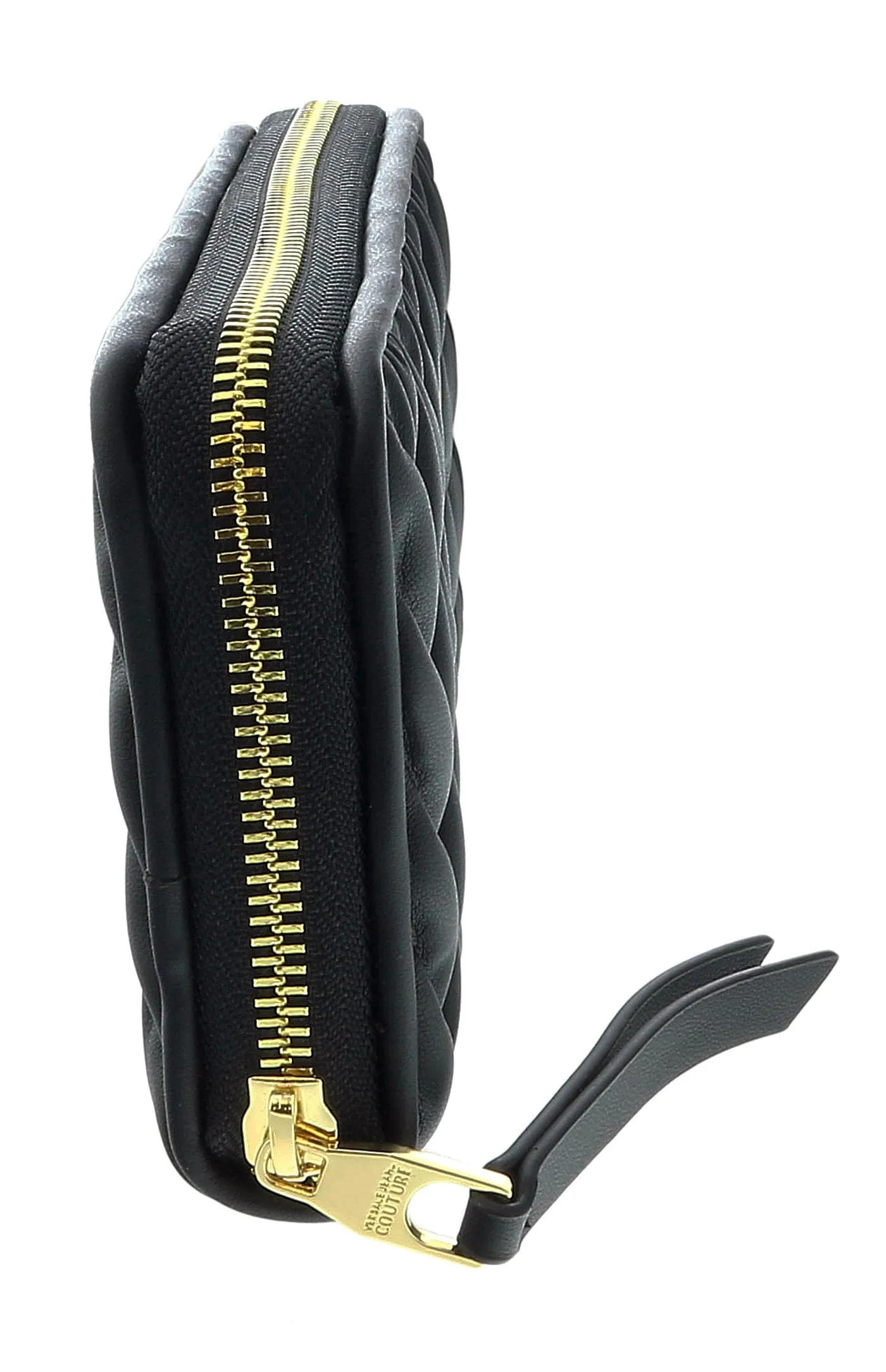 Versace Jeans Couture Small Black Braided Continental All Around Zip Wallet